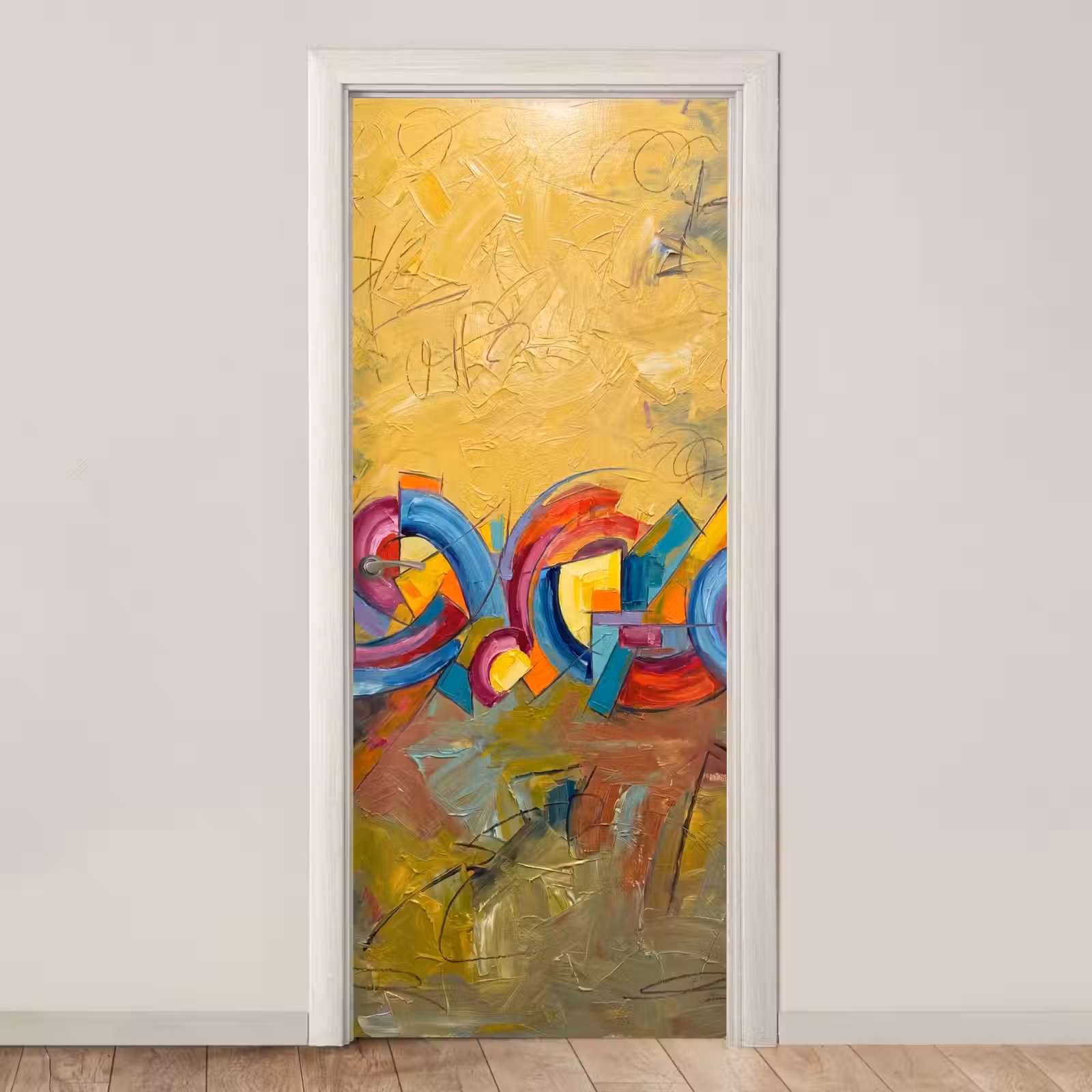 Deursticker - Abstract - Cirkels - Schilderij - Kleurrijk - Dynamisch — 1