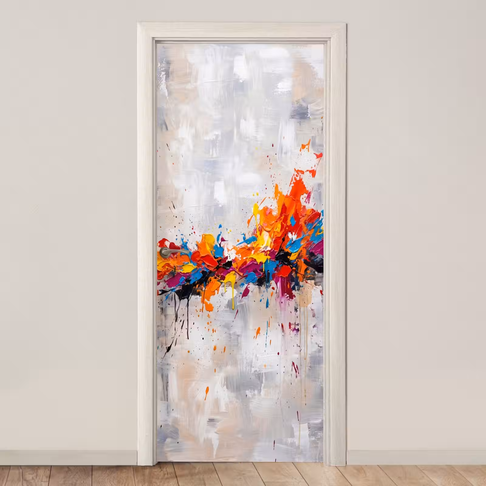 Deursticker - Abstract - Schilderij - Kleurrijk - Dynamisch — 1