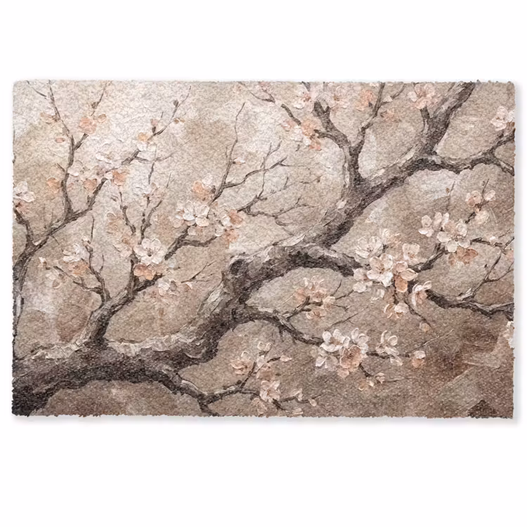 Deurmat - Bloesem - Takken - Schilderij - Beige - Serene — 1