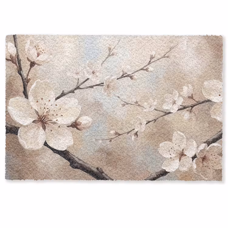 Deurmat - Bloesem - Takken - Schilderij - Beige - Serene — 1