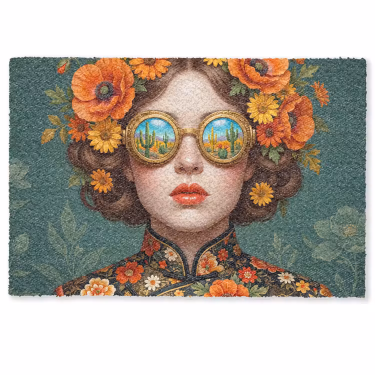 Deurmat - Portret - Vrouw - Kleurrijk - Expressief — 1