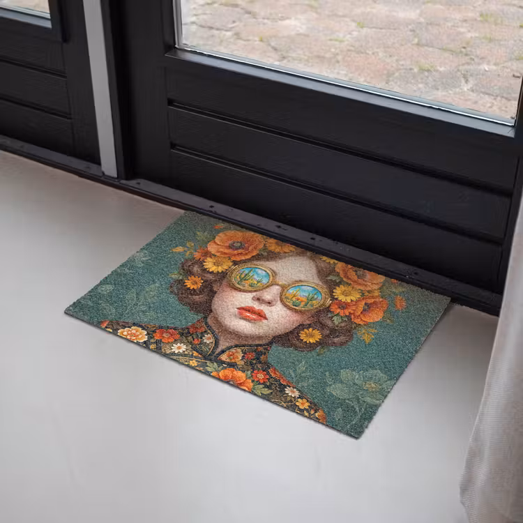 Deurmat - Portret - Vrouw - Kleurrijk - Expressief — 2