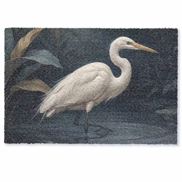 Deurmat - Reiger - Water - Natuur - Modern - Wit — 1