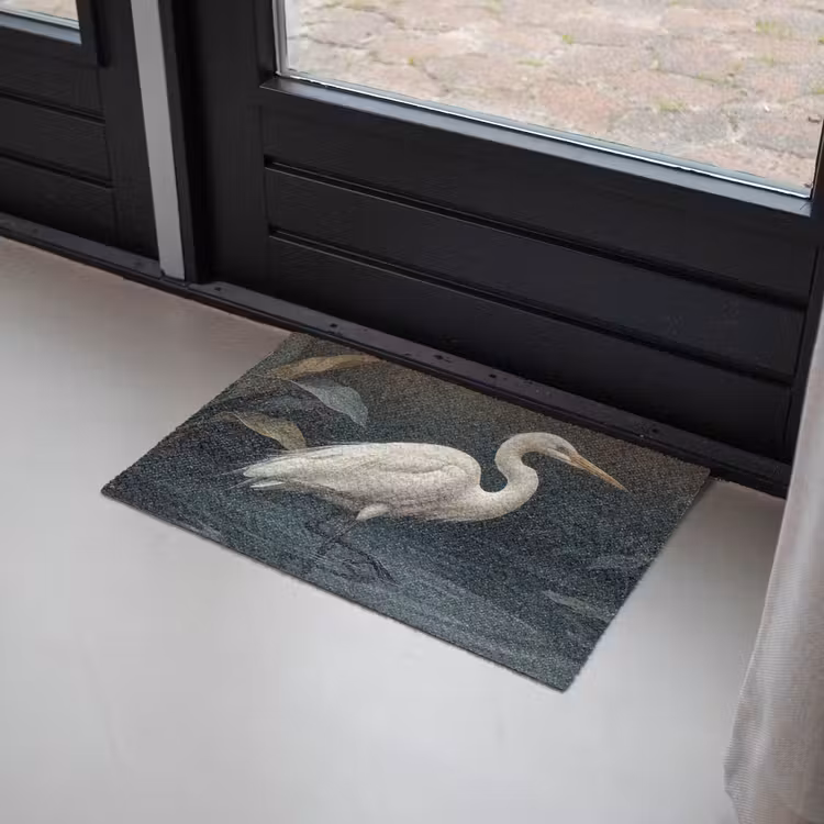 Deurmat - Reiger - Water - Natuur - Modern - Wit — 2