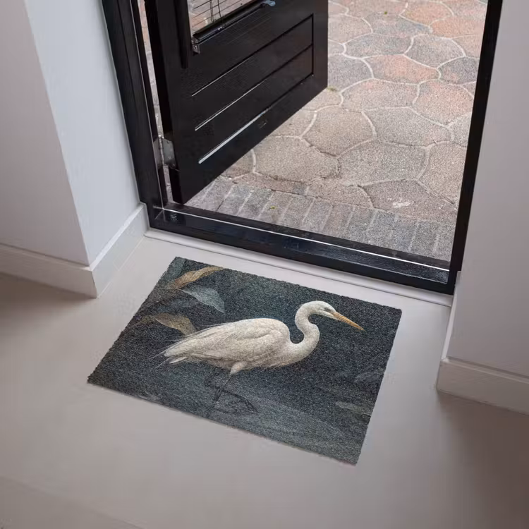 Deurmat - Reiger - Water - Natuur - Modern - Wit — 4