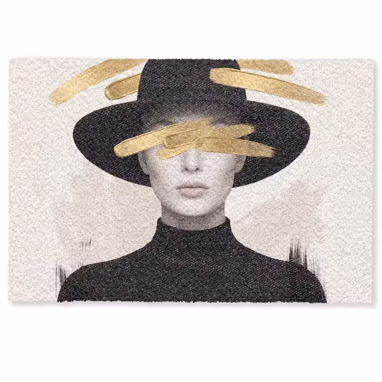 Deurmat - Vrouw - Portret - Modern - Goud - Kunst — 1