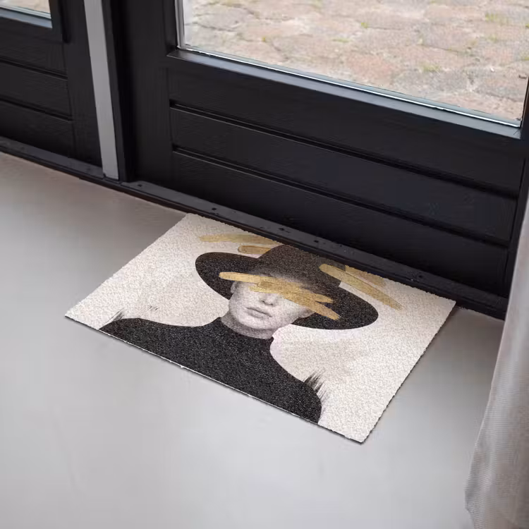 Deurmat - Vrouw - Portret - Modern - Goud - Kunst — 2
