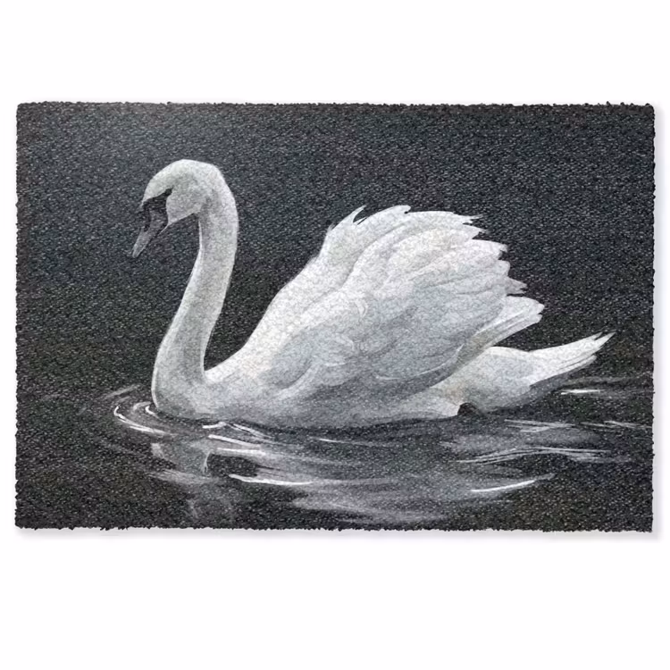 Deurmat - Zwaan - Water - Natuur - Realistisch - Wit — 1