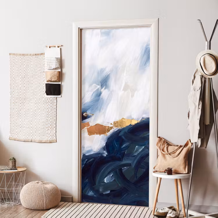 Deursticker - Abstract - Acryl - Blauw - Goud - Elegant — 8