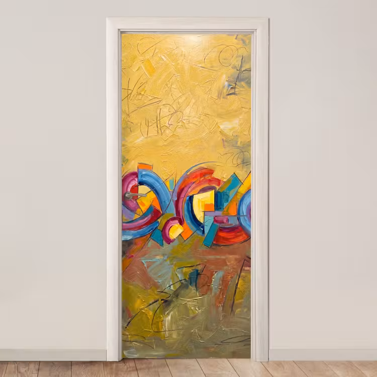 Deursticker - Abstract - Cirkels - Schilderij - Kleurrijk - Dynamisch — 1