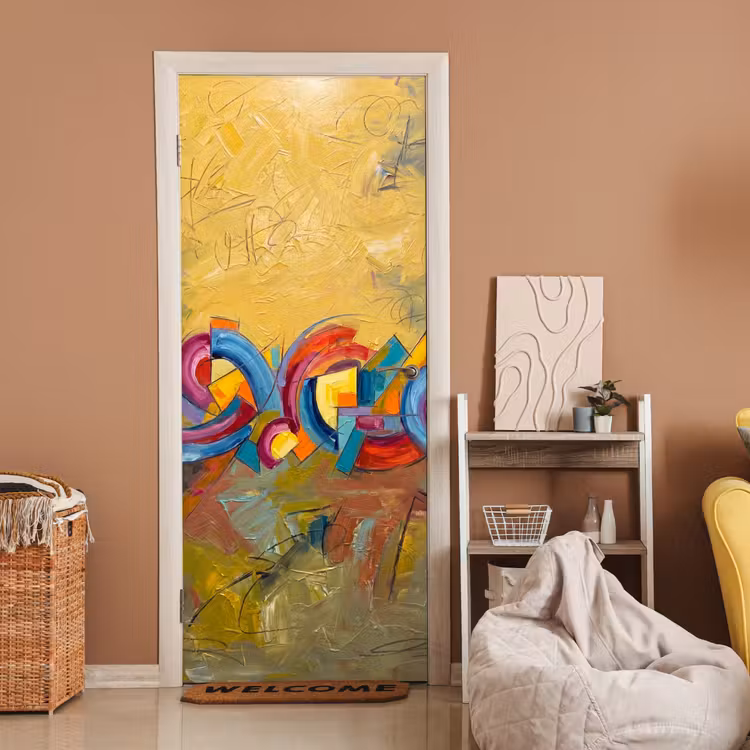 Deursticker - Abstract - Cirkels - Schilderij - Kleurrijk - Dynamisch — 2