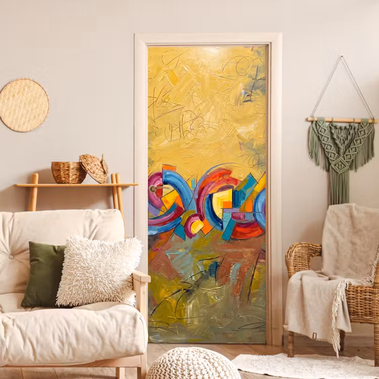 Deursticker - Abstract - Cirkels - Schilderij - Kleurrijk - Dynamisch — 4