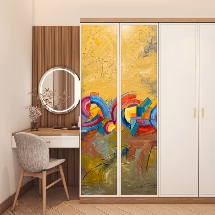 Deursticker - Abstract - Cirkels - Schilderij - Kleurrijk - Dynamisch — 5
