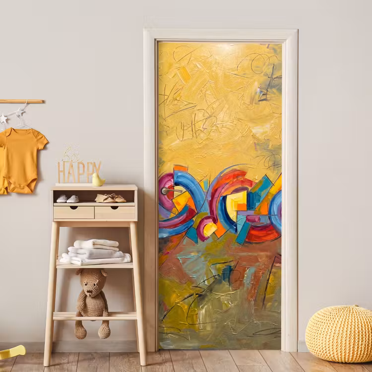 Deursticker - Abstract - Cirkels - Schilderij - Kleurrijk - Dynamisch — 6