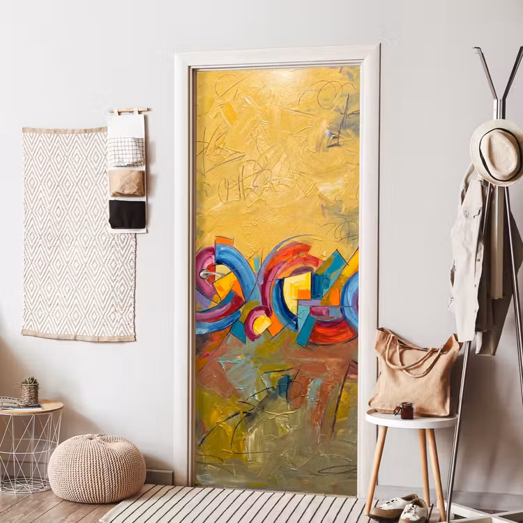 Deursticker - Abstract - Cirkels - Schilderij - Kleurrijk - Dynamisch — 8