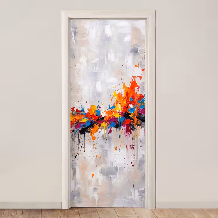 Deursticker - Abstract - Schilderij - Kleurrijk - Dynamisch — 1