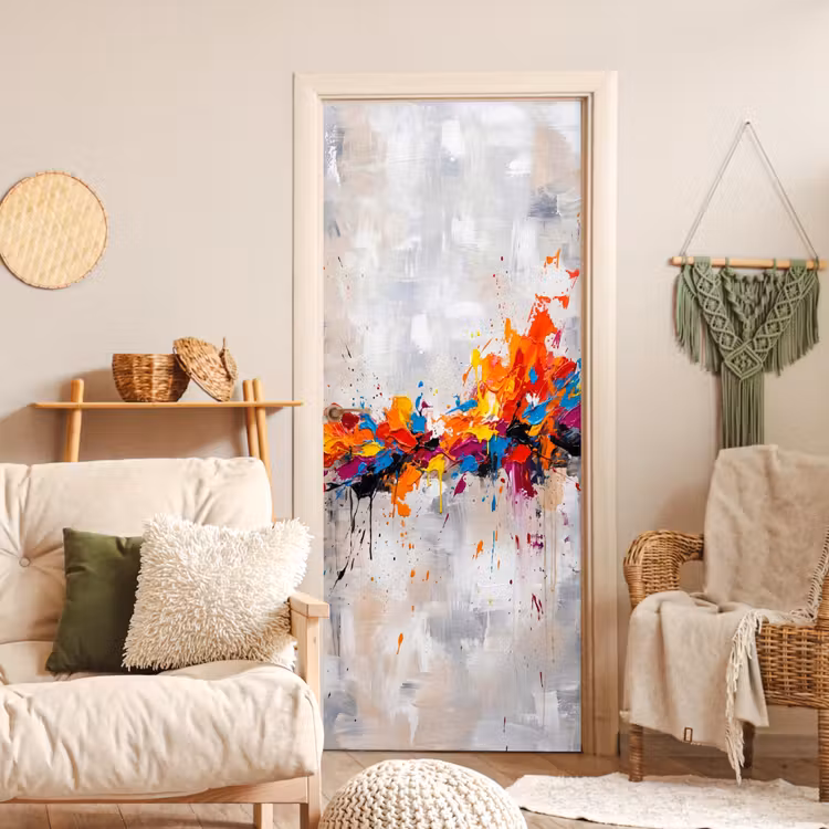 Deursticker - Abstract - Schilderij - Kleurrijk - Dynamisch — 4