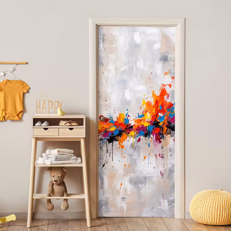 Deursticker - Abstract - Schilderij - Kleurrijk - Dynamisch — 6