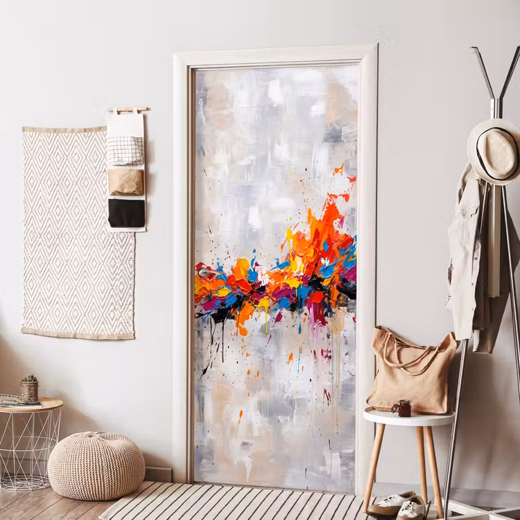 Deursticker - Abstract - Schilderij - Kleurrijk - Dynamisch — 8