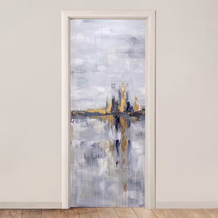Deursticker - Abstract - Structuur - Goud - Grijs - Modern — 1