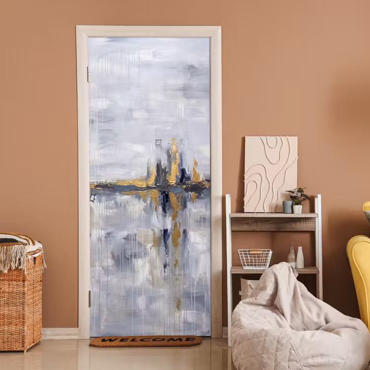 Deursticker - Abstract - Structuur - Goud - Grijs - Modern — 2