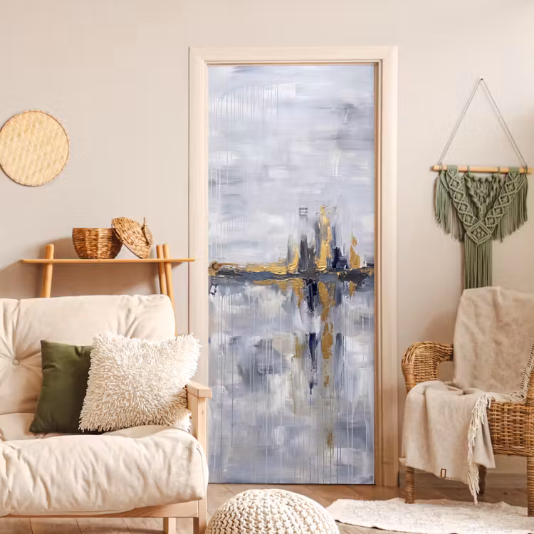 Deursticker - Abstract - Structuur - Goud - Grijs - Modern — 4