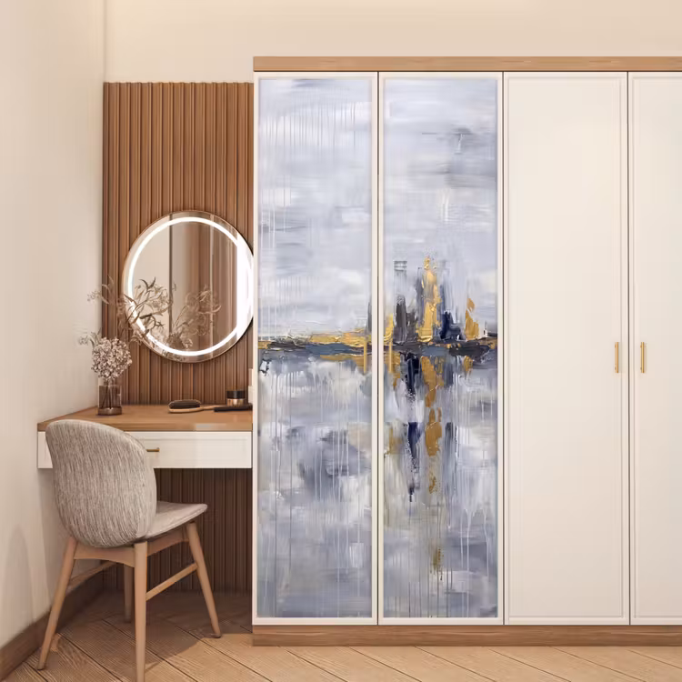 Deursticker - Abstract - Structuur - Goud - Grijs - Modern — 5