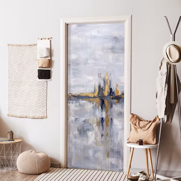 Deursticker - Abstract - Structuur - Goud - Grijs - Modern — 8