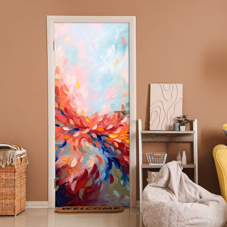 Deursticker - Bloemen - Abstract - Kunst - Modern — 2