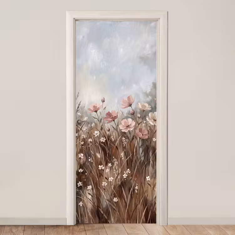 Deursticker - Bloemen - Botanisch - Schilderij - Pastel - Rustiek — 1