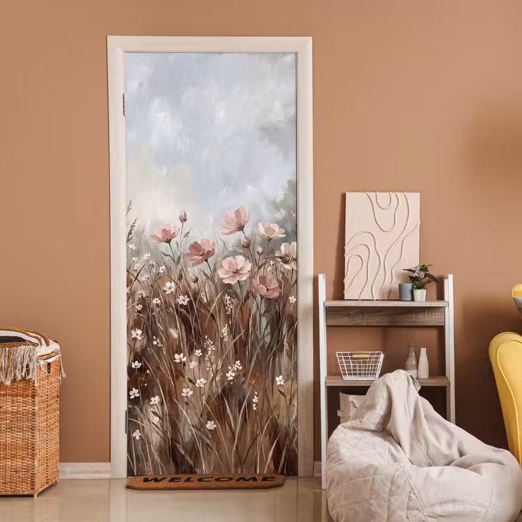 Deursticker - Bloemen - Botanisch - Schilderij - Pastel - Rustiek — 2