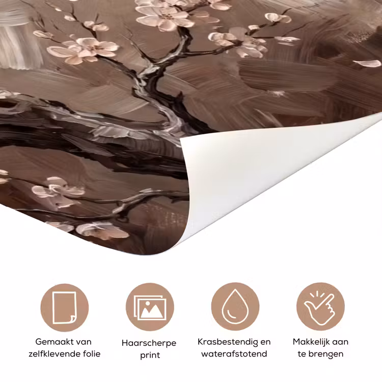 Deursticker - Bloesem - Takken - Schilderij - Beige - Serene — 3