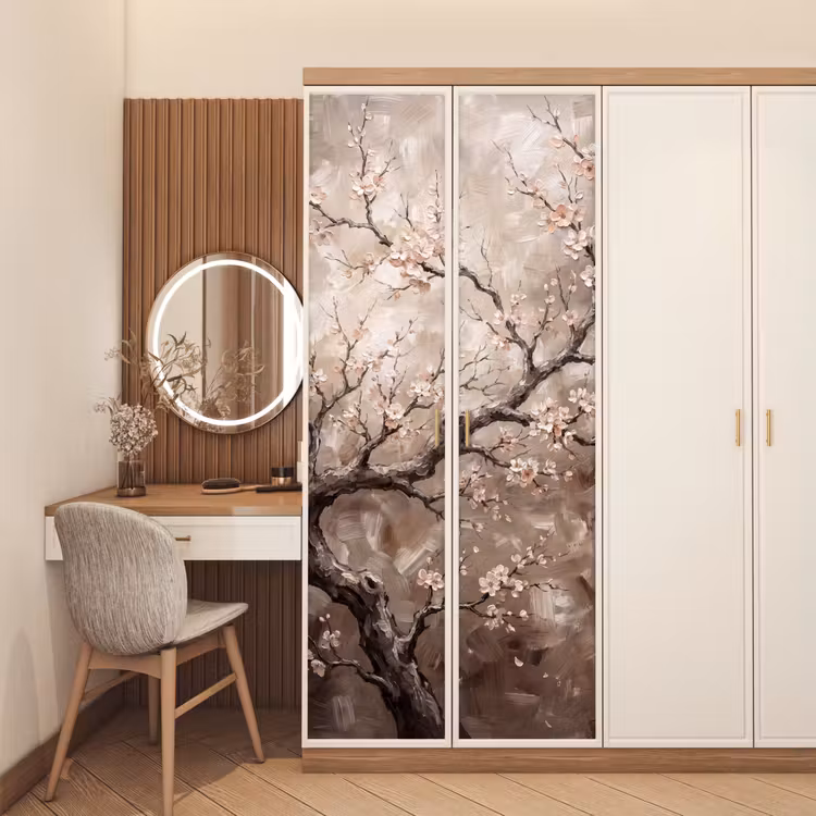 Deursticker - Bloesem - Takken - Schilderij - Beige - Serene — 5