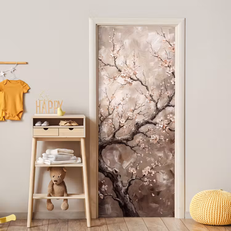 Deursticker - Bloesem - Takken - Schilderij - Beige - Serene — 6