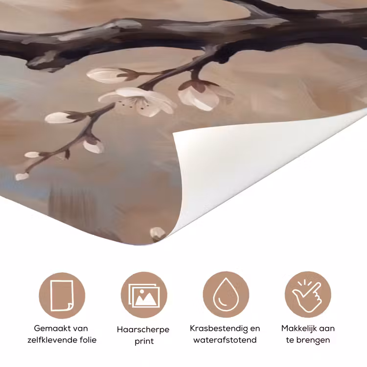 Deursticker - Bloesem - Takken - Schilderij - Beige - Serene — 3