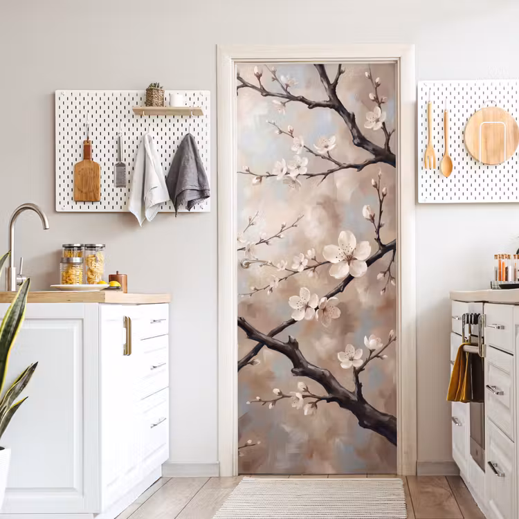 Deursticker - Bloesem - Takken - Schilderij - Beige - Serene — 7