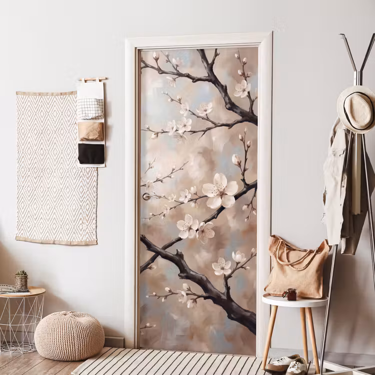 Deursticker - Bloesem - Takken - Schilderij - Beige - Serene — 8