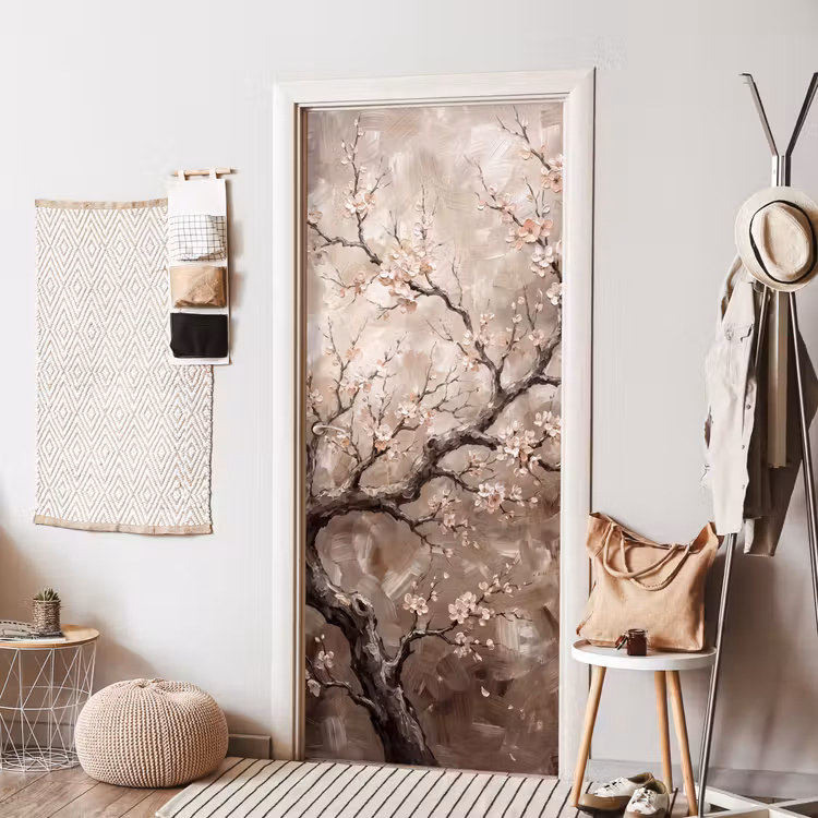 Deursticker - Bloesem - Takken - Schilderij - Beige - Serene — 8