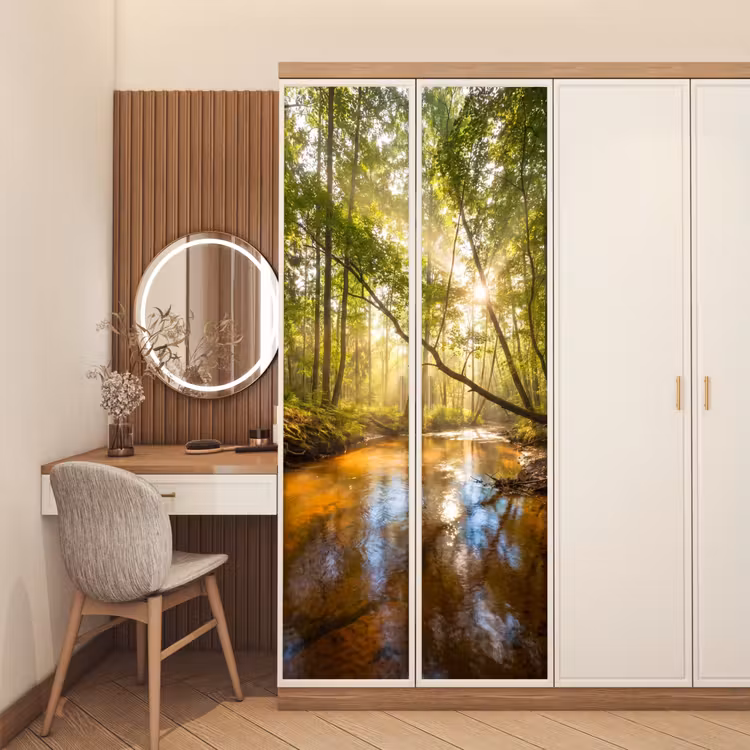 Deursticker - Bos - Beek - Zonlicht - Natuur - Groen — 5