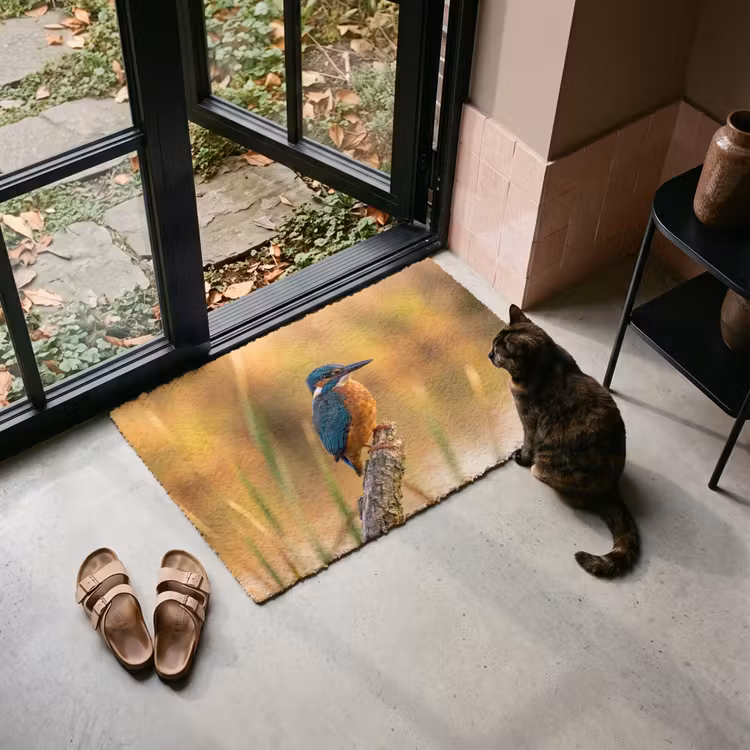 Deurmat - IJsvogel - Tak - Water - Kleurrijk - Levendig — 2