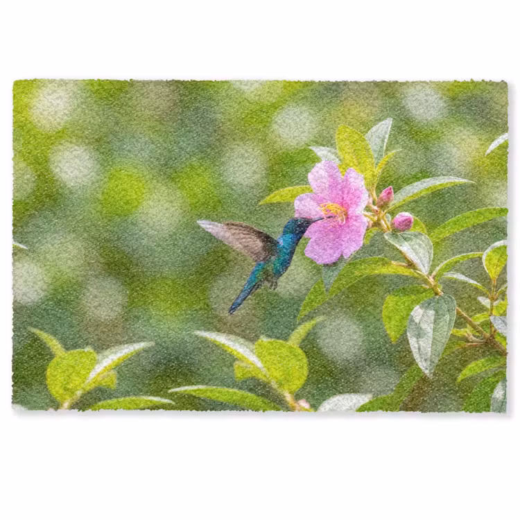 Deurmat - Kolibrie - Bloem - Natuur - Groen — 1