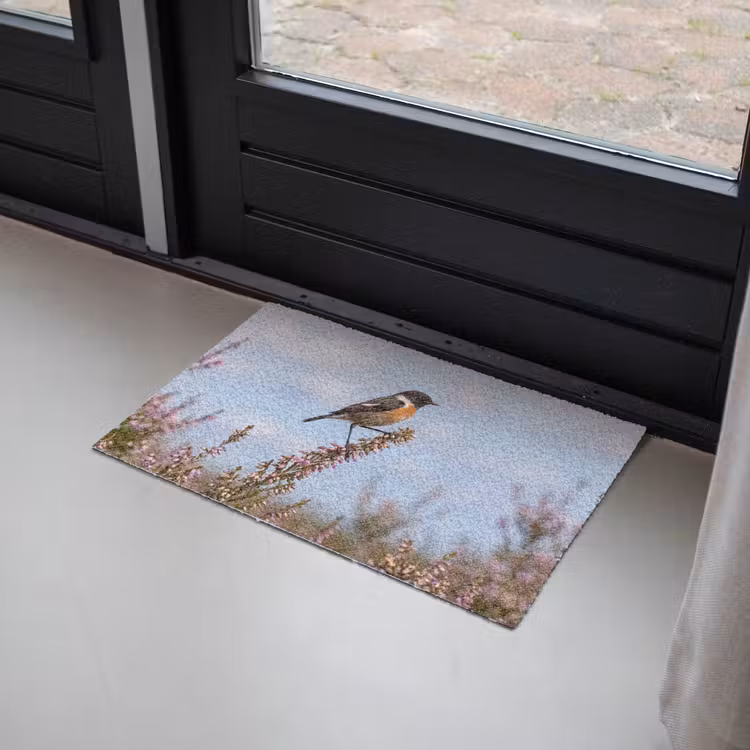 Deurmat - Roodborsttapuit - Heide - Paars - Natuur - Sfeervol — 2