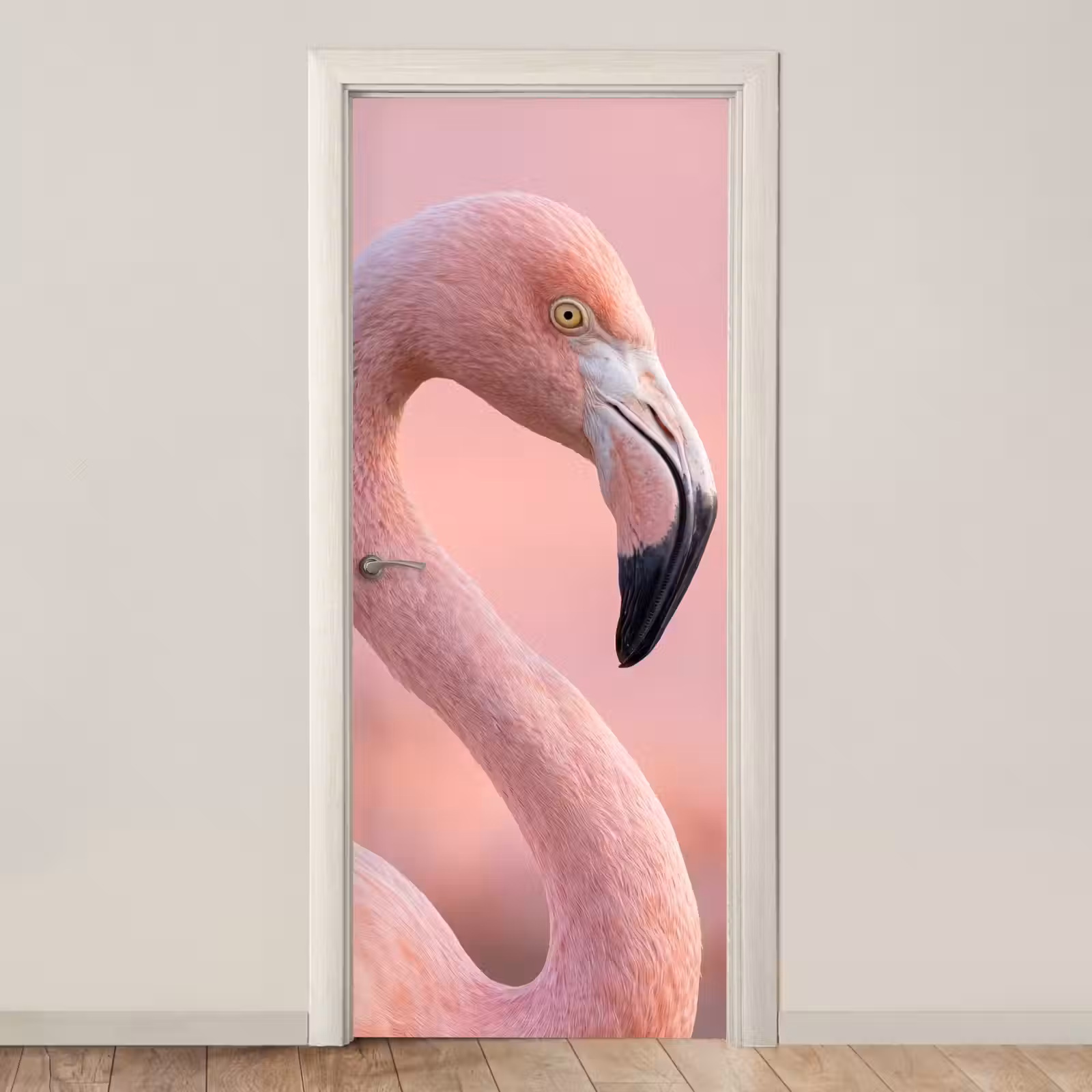 Deursticker - Flamingo - Portret - Roze — 1