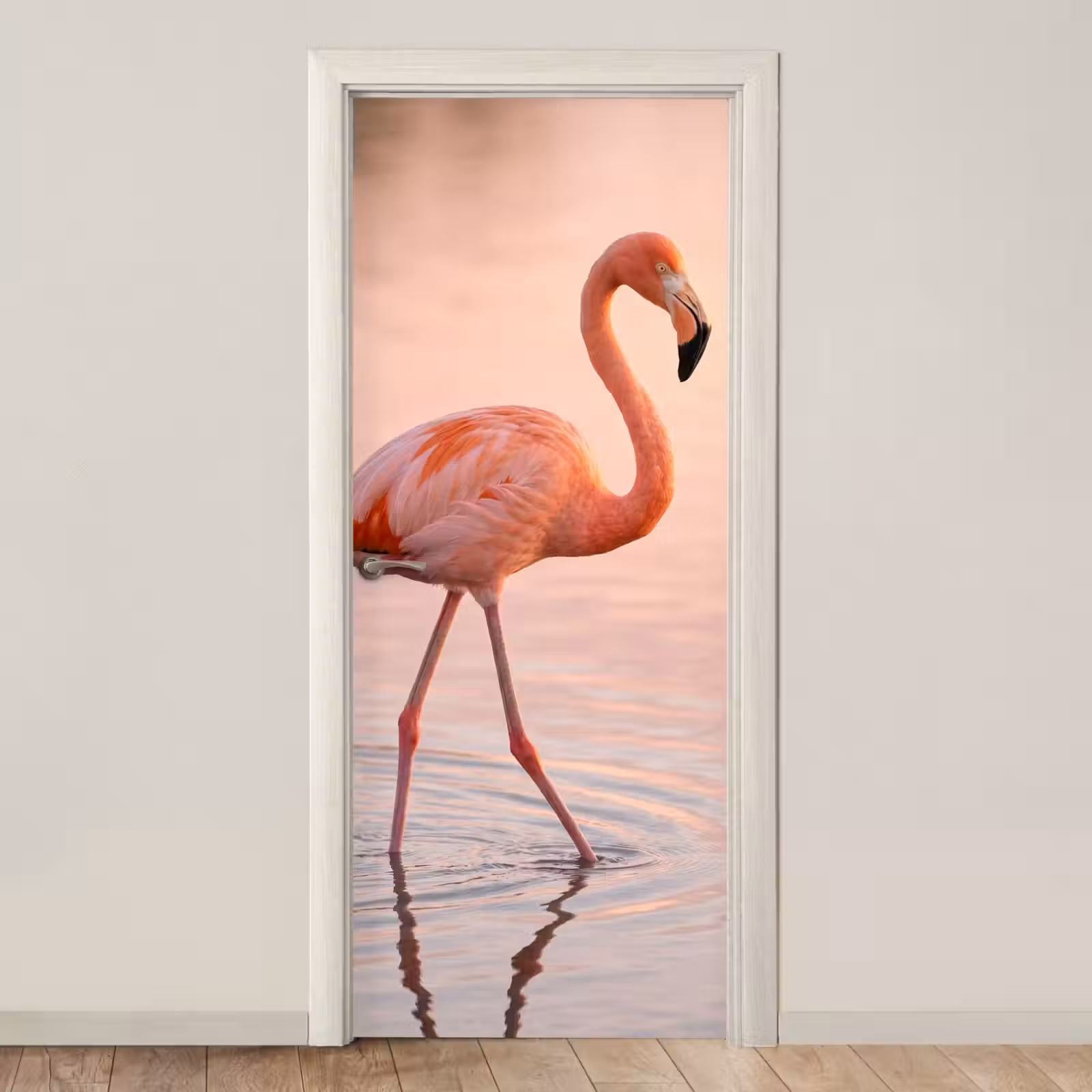 Deursticker - Flamingo - Water - Roze — 1