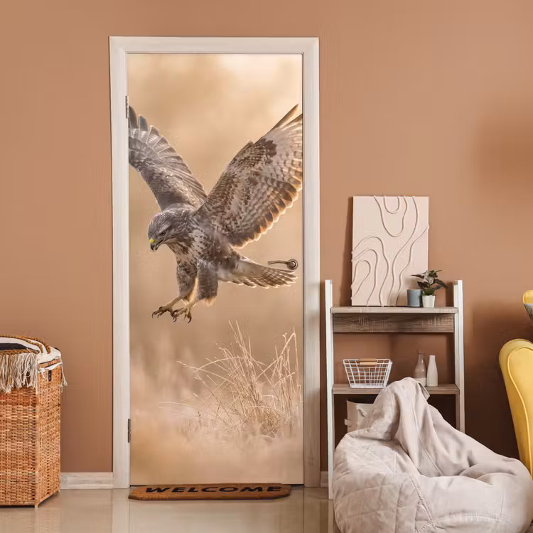 Deursticker - Buizerd - Roofvogel - Natuur - Bruin — 2
