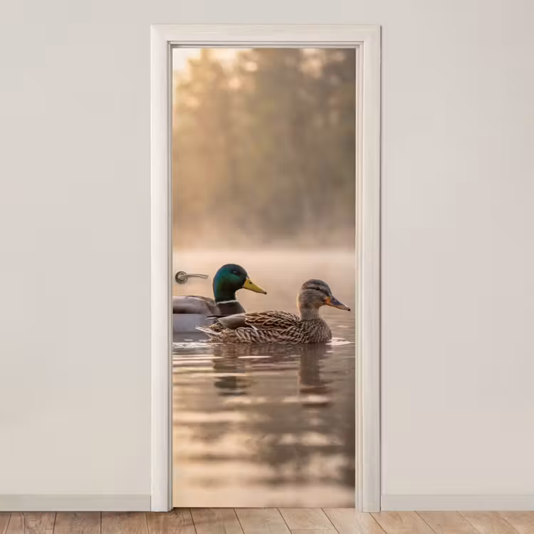 Deursticker - Eenden - Water - Mist - Natuur — 1