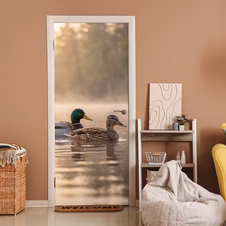 Deursticker - Eenden - Water - Mist - Natuur — 2