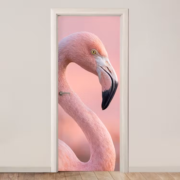 Deursticker - Flamingo - Portret - Roze — 1