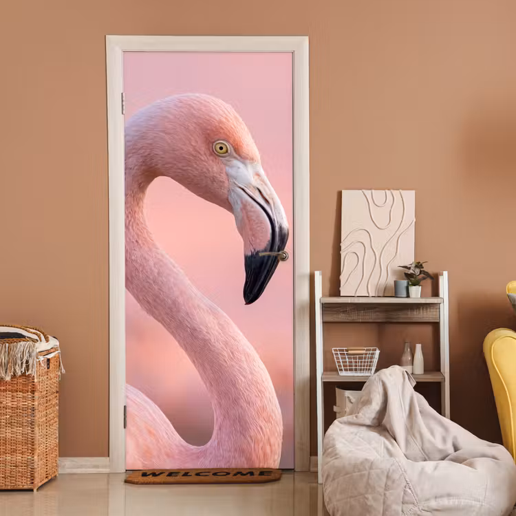 Deursticker - Flamingo - Portret - Roze — 2