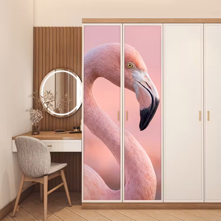 Deursticker - Flamingo - Portret - Roze — 5